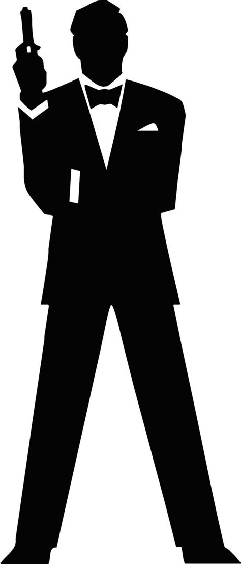 James Bond Secret Agent 007 Black And White Silo Free Vector