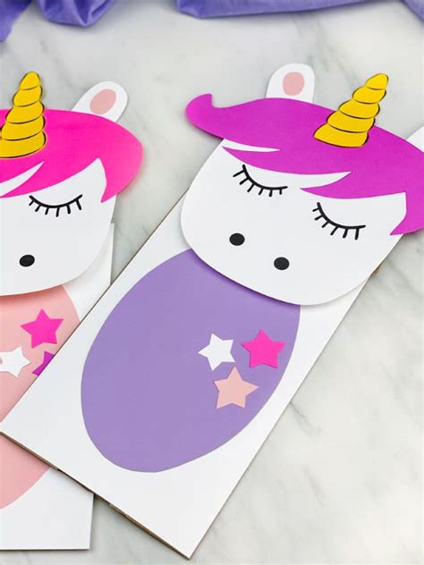 Unicorn Paper Bag Puppet Craft For Kids Free Template Unicorn