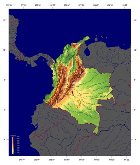 Detallado mapa físico de Colombia Colombia América del Sur Mapas