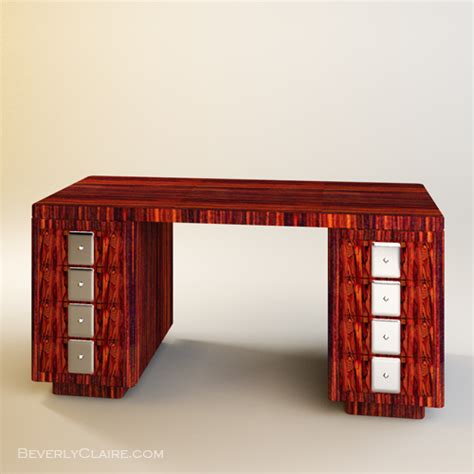 Art Deco Desk In Rosewood And Chrome Beverly Claire Interiors Beverly