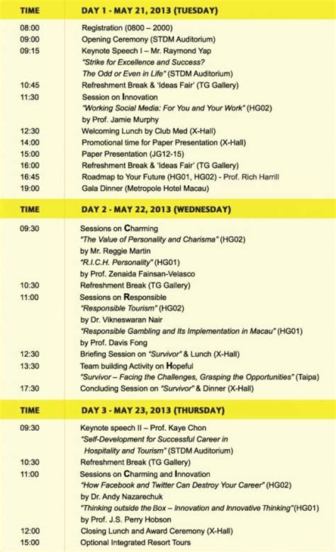 Conference Schedule Template Check More At