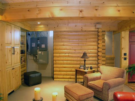 Log Cabin Basement Remodel Traditional Basement Detroit By