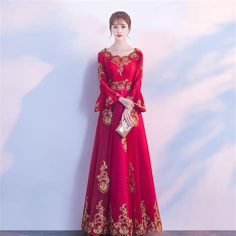 Красное кружевное платье с вышивкой в восточном стиле китайское винтажное традиционное
