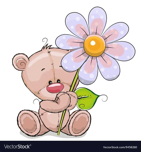 Bear With Flower Royalty Free Vector Image Vectorstock