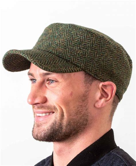 Donegal Tweed Green Cadet Cap Hatman Of Ireland
