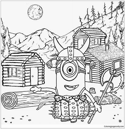 Viking Warrior Coloring Pages Minion Drawing Template