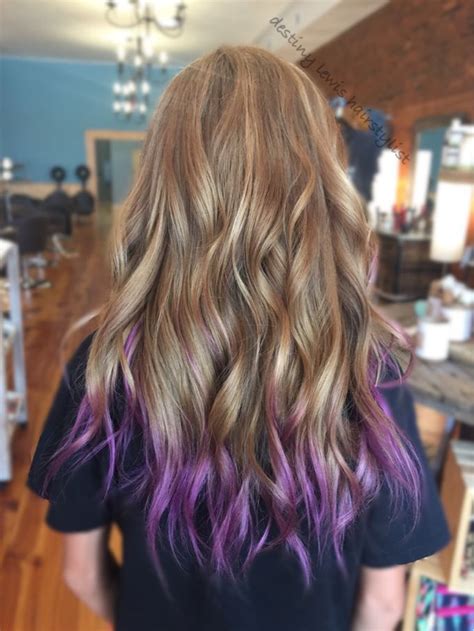Purple Tips On Blonde Hair Purple Highlights Blonde Hair Hair Color