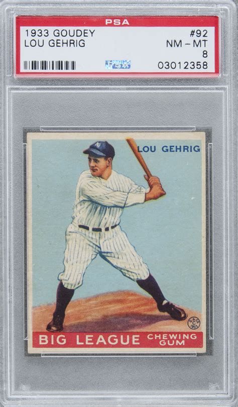 Find baseball card shops near me or sports trading card shops near me. Lot Detail - 1933 Goudey #92 Lou Gehrig - PSA NM-MT 8