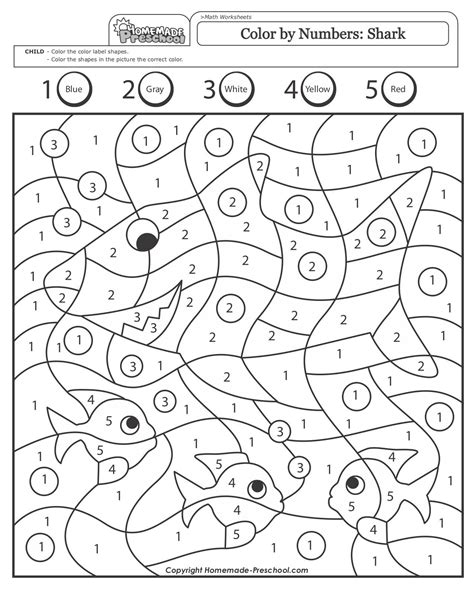 Colour By Numbers For Kindergarten Coloring Pages
