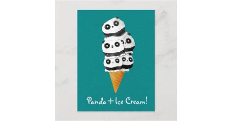 Sweet Panda Bear Ice Cream Cone Postcard Zazzle