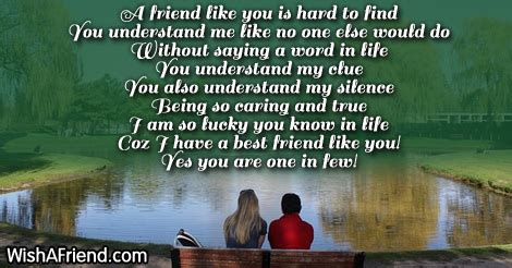 How do you know if someone genuinely likes you? A friend like you is hard to find, Friends Forever Poem