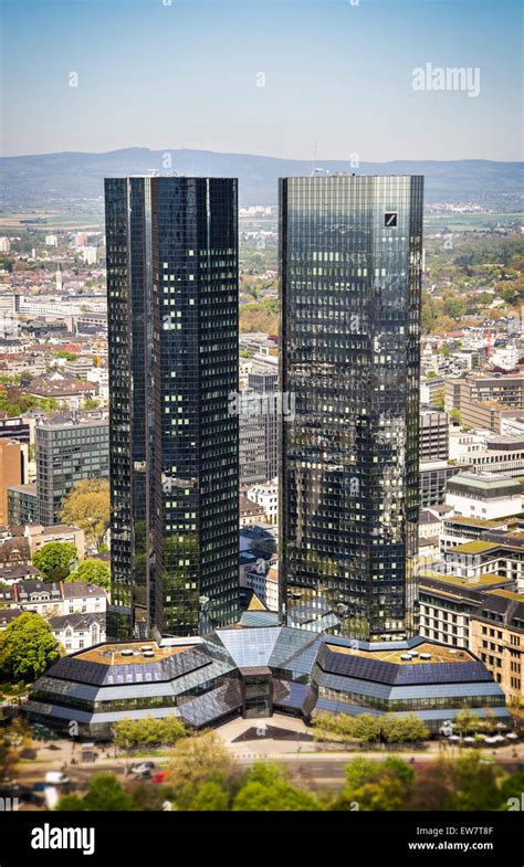 Twin Towers Of The Deutsche Bank In Frankfurt Stock Photo Alamy