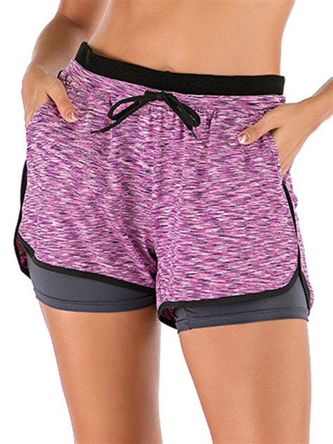 Bag Wizard Womens Double Layer Yoga Shorts Workout Shorts Athletic