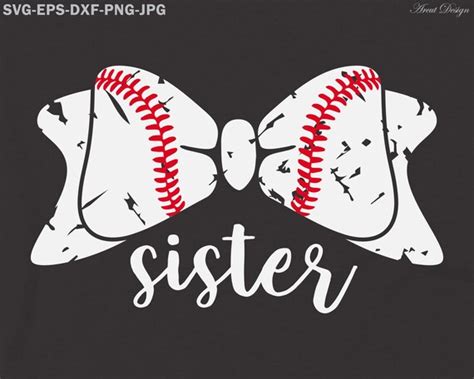 Baseball Sister Svg Bow Svg Svg Eps Cut File Baseball Svg Etsy