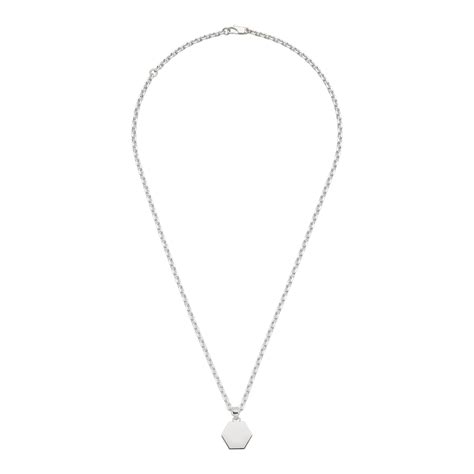 Gucci Trademark Silver Hexagonal Necklace Ybb77917500100u