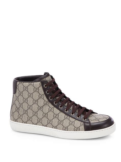Lyst Gucci Gg Supreme Canvas High Top Sneakers In Natural For Men