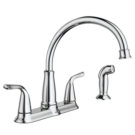 There is another safety factor involved with being able to shut off the pressurized water on the other hand if the sprayer fails when connected after the faucet you can very quickly get the water shut off. MOEN Brecklyn 2-Handle Standard Kitchen Faucet with Side ...
