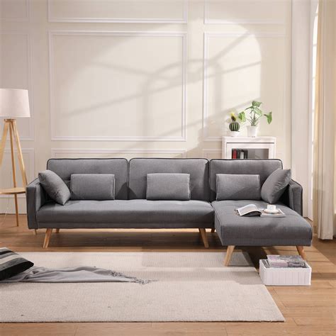 Simple Gray Sofa Bed 70 X57 X 307 Modern Sectional Motion Sofa