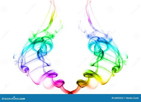 Two Twirls Of Smoke With Bright Rainbow Colors Stock Photo Image Of