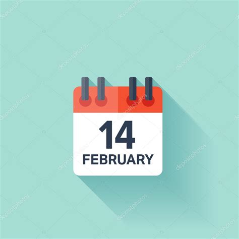 February 14 Calendar Icon Valentines Day Love Date — Stock Vector