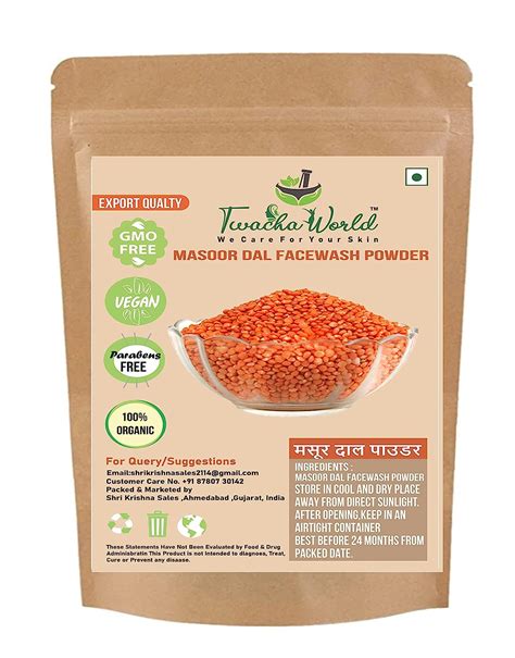 Twacha World 100 Natural Masoor Dal Red Lentils Powder For Herbal