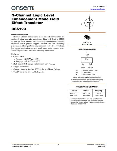 Datasheet Bss123 On Semiconductor Preview And Download