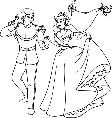 Cinderella And Prince Charming Coloring Pages Wecoloringpage