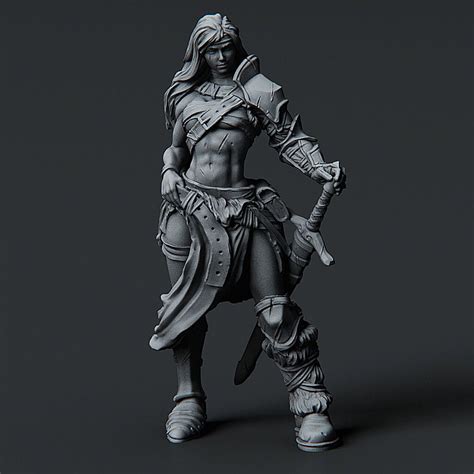 Female Barbarian Miniature For Dungeons And Dragons Etsy
