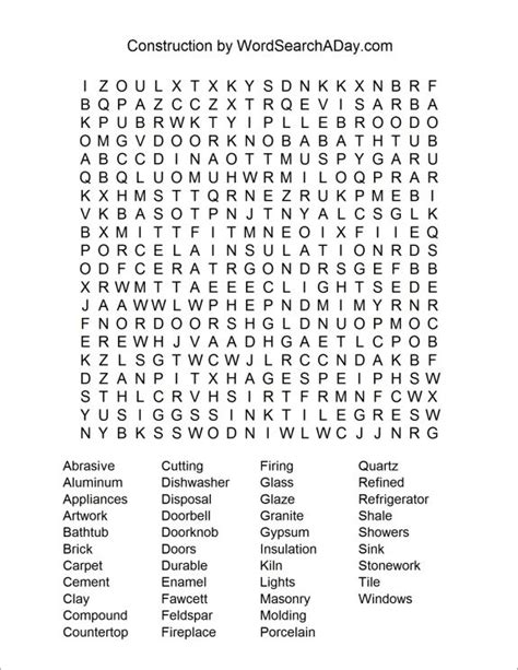 Construction Word Search Construction