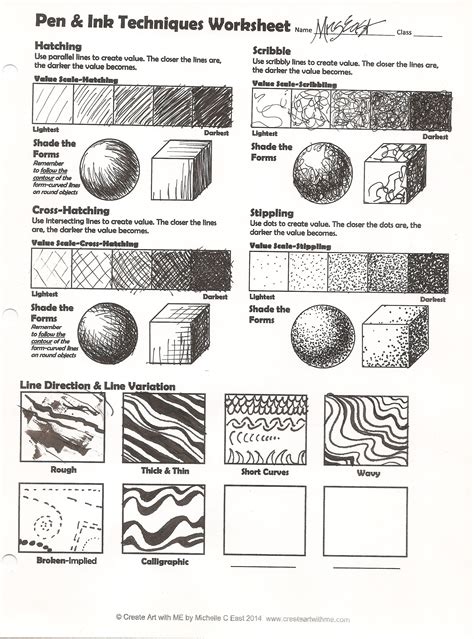 Pen And Ink Techniques Lesson Plan And Worksheet Create Art With Me