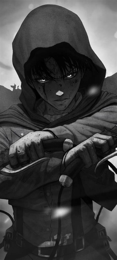 1080x2400 Levi Ackerman Monochrome 1080x2400 Resolution Wallpaper Hd