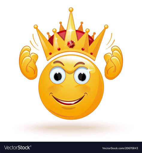 King Emoticon Wears A Crown Royalty Free Vector Image