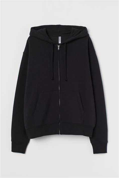 zip through hoodie black ladies handm