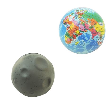 Earth Globe And Moon Squeeze Toy Stress Ball Set Of 2