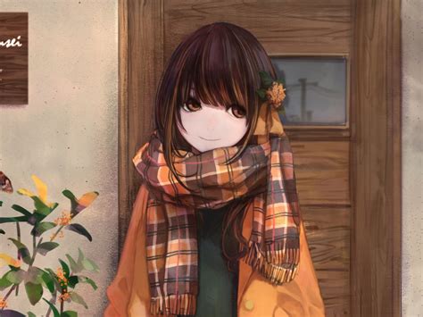 Desktop Wallpaper Winter Cute Anime Girl Artwork Hd Image Picture