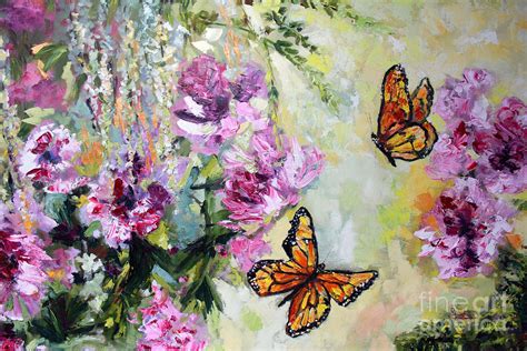 Monarch Butterflies And Peonies Painting By Ginette Callaway Pixels