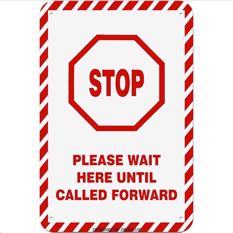 Femiad 12x16 Inches Tin Sign Stop Please Wait Here Until