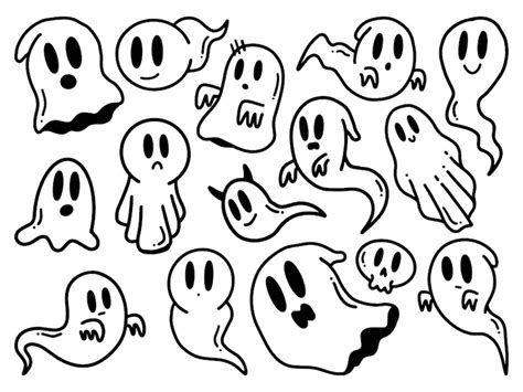 Premium Vector Ghost Halloween Doodle Hand Drawn Illustration