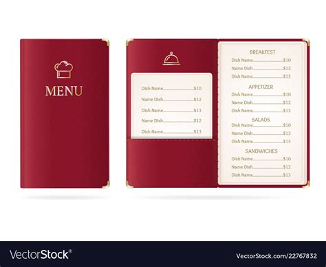 Realistic Detailed 3d Menu Restaurant Set Vector Image