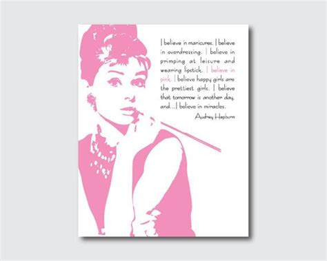 Celebrilty Wall Art Audrey Hepburn I Believe In Pink 8 X Etsy I