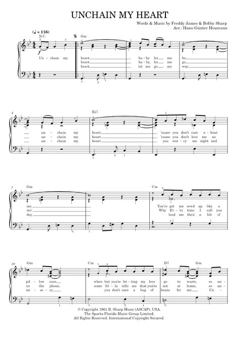 Unchain My Heart Sheet Music For Piano By Joe Cocker Official