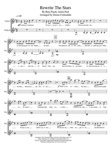 Rewrite The Stars From The Greatest Showman Violin Duet Sheet Music Pdf