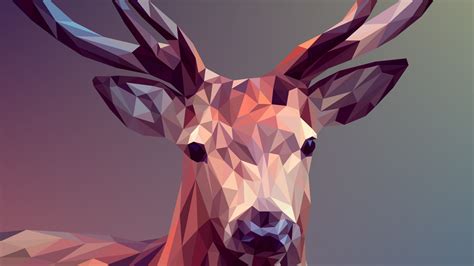 Download Wallpaper Low Poly Illustration Deer 1920x1080