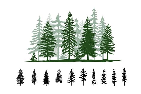 Pine Trees Silhouette Grafica Di Krustovin Creative Fabrica