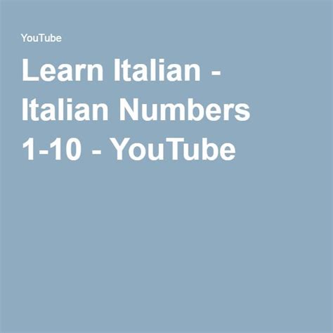Learn Italian Italian Numbers 1 10 Italian Numbers Learning