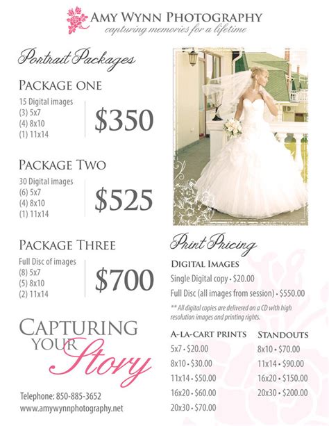 Average wedding photography prices range from $1,500 to $3,500, with most spending $2,200. Wedding Photography Price List Session Packages Pricing