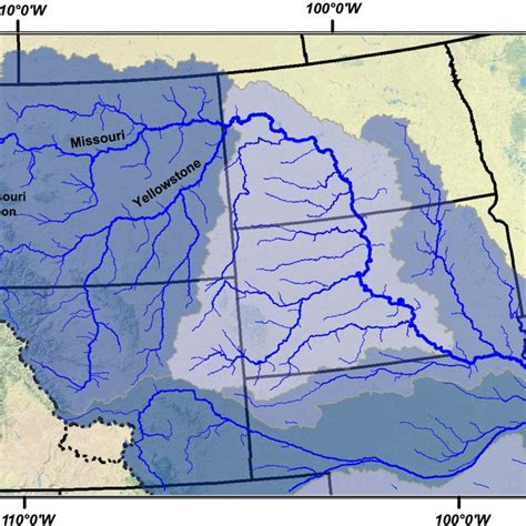 Upper Missouri River Basin And The Locations Of The Missouri River