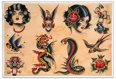Tattoo Flash Reproduction In 2020 Sailor Jerry Tattoo Flash Dragon