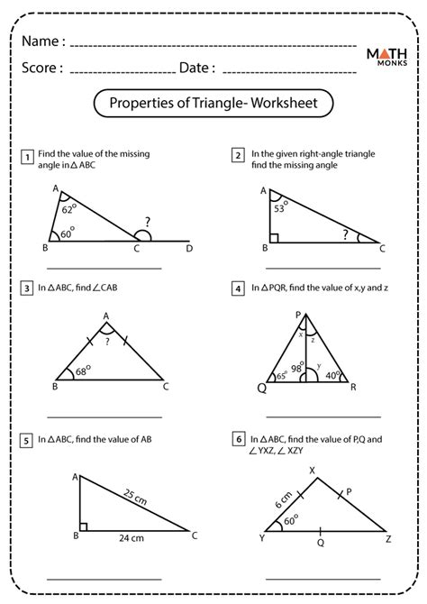 Answer Key Identifying Triangles Worksheet Answers