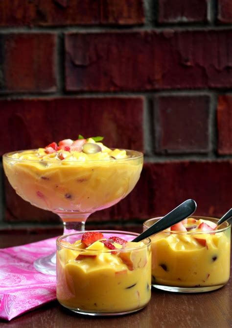 4 Ingredients Fruit Salad With Mango Pulp Recipe Mango Dessert Fruit Salad Easy Desserts